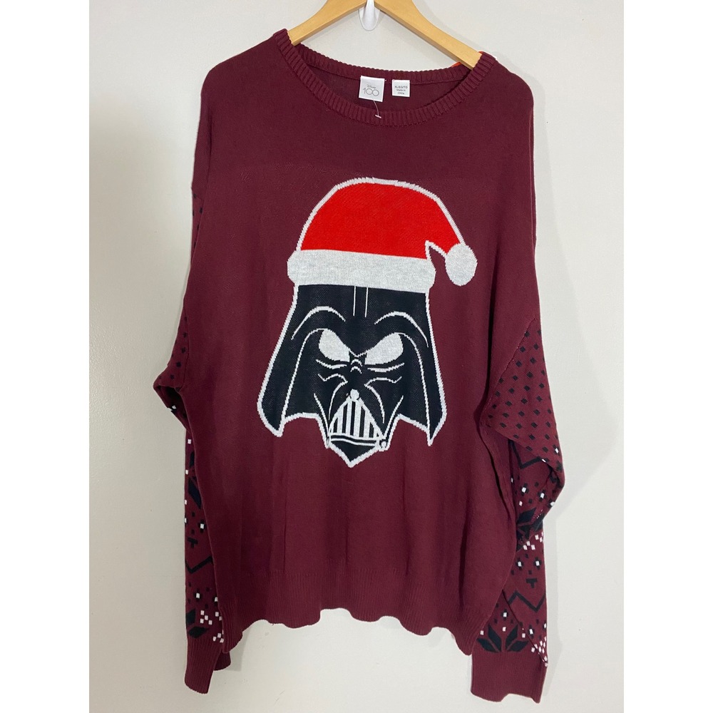 Disney Star Wars Sweater Mens XL Burgundy Darth Vader Santa Ugly Christmas